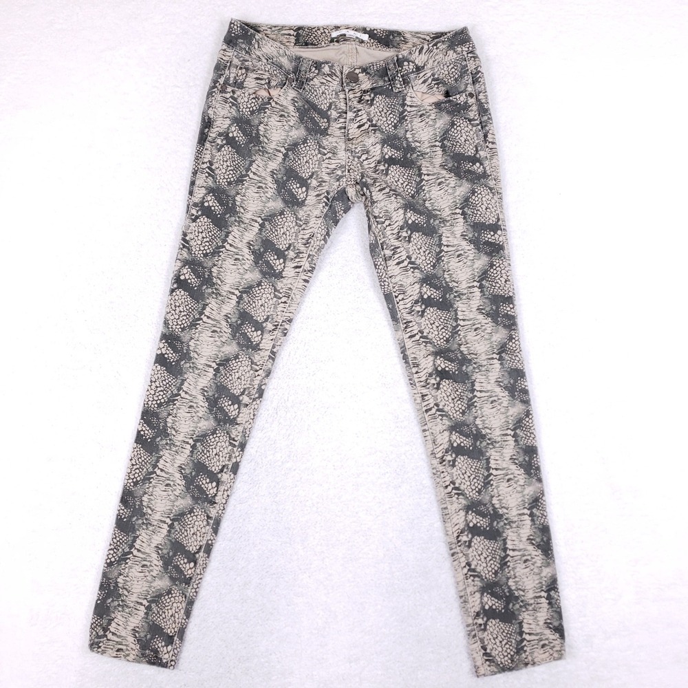 Cabi Skinny Jeans Womens 4 Python Snakeskin Gray Beige Animal‎ Print Stretchy